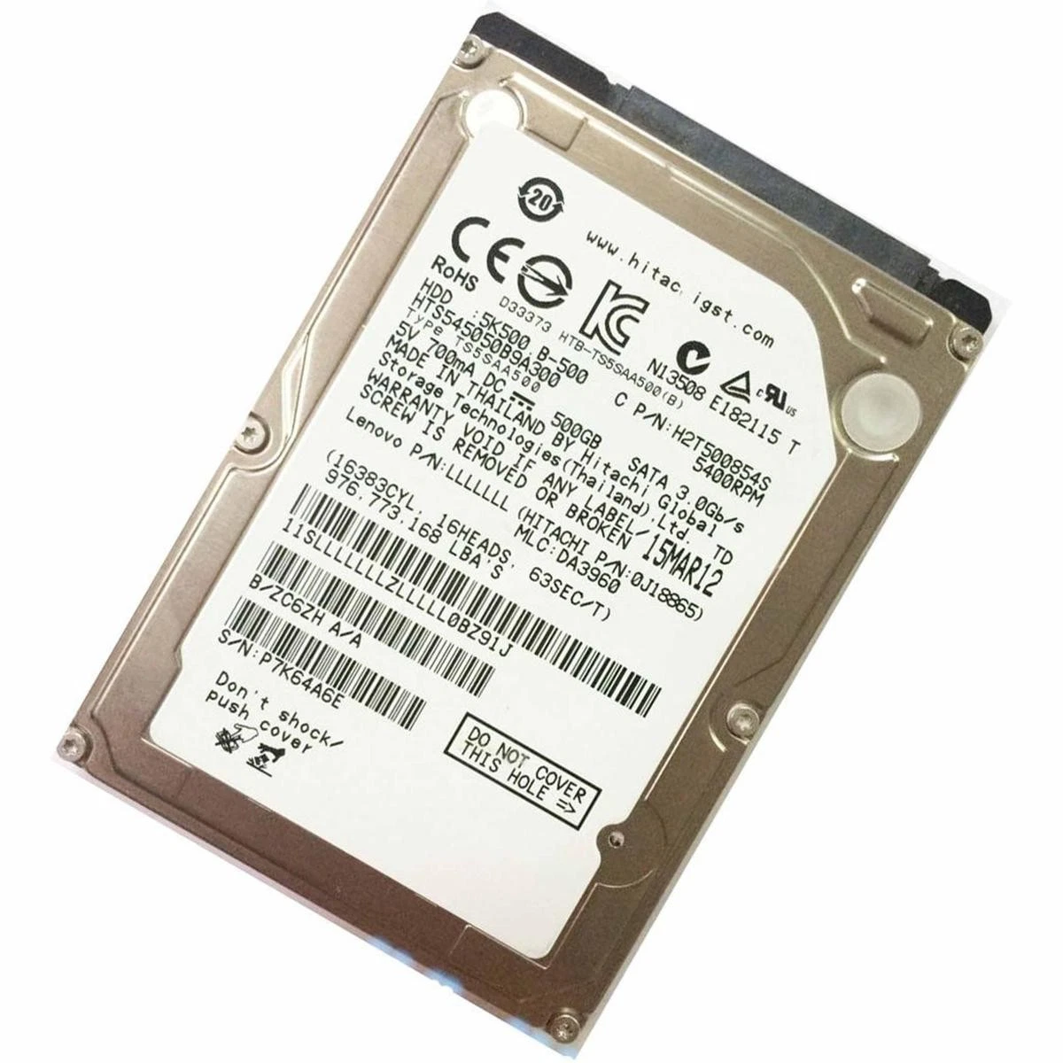 Disco duro 500 GB Hitachi SATA 2,5" HTS545050B9A300